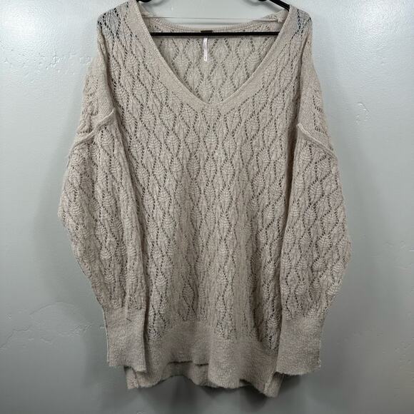 Free People Say Hello Sweater Taupe Brown Size Medium - Picture 3 of 7